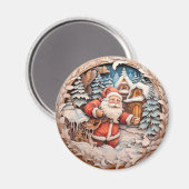 Der Weihnachtsmann mit Schultertasche im Winter Magnet (Vorderseite/Rückseite)