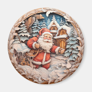 Der Weihnachtsmann mit Schultertasche im Winter Magnet