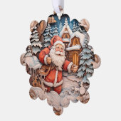 Der Weihnachtsmann mit Tasche für die Nacht im Win Ornament Karte (Linke Ecke)