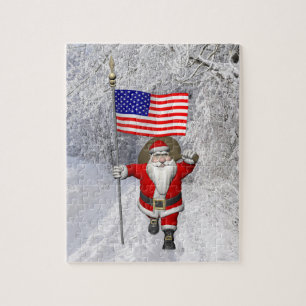 Der Weihnachtsmann mit US-Flagge Puzzle