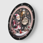 Der Weihnachtsmann mit Weihnachtsdetails Große Wanduhr (Winkel)