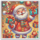 Der Weihnachtsmann mit Weihnachtsgeschenken Aufkleber (Vorderseite)