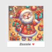 Der Weihnachtsmann mit Weihnachtsgeschenken Aufkleber (Blatt)