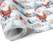 Der Weihnachtsmann mit Weihnachtsgeschenken Geschenkpapier (Rolleneckpunkt)