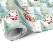 Der Weihnachtsmann mit Weihnachtsgeschenken Geschenkpapier (Rolleneckpunkt)