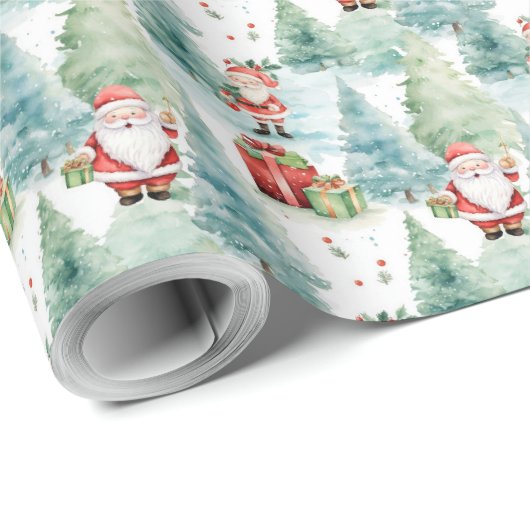 Der Weihnachtsmann mit Weihnachtsgeschenken Geschenkpapier (Rolleneckpunkt)