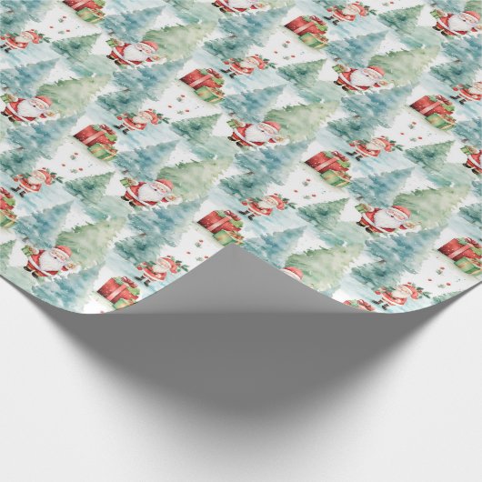 Der Weihnachtsmann mit Weihnachtsgeschenken Geschenkpapier (Ecke)