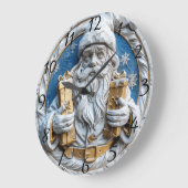 Der Weihnachtsmann mit Weihnachtsgeschenken Große Wanduhr (Winkel)
