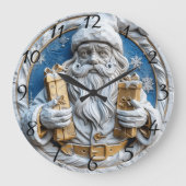 Der Weihnachtsmann mit Weihnachtsgeschenken Große Wanduhr (Vorderseite)