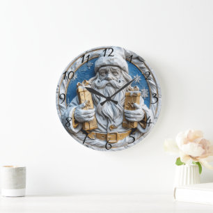 Der Weihnachtsmann mit Weihnachtsgeschenken Große Wanduhr