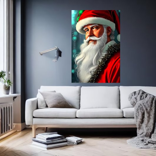 Der Weihnachtsmann mit weißem Bart | AI Art Poster
