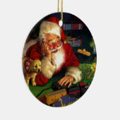 Der Weihnachtsmann mit Welpe Keramik Ornament (Rechts)