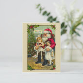 Der Weihnachtsmann mit zwei Mädchen Feiertagspostkarte (Stehend Vorderseite)
