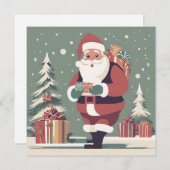 Der Weihnachtsmann Mitte des Jahrhunderts Feiertagskarte (Vorne/Hinten)