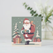 Der Weihnachtsmann Mitte des Jahrhunderts Feiertagskarte (Stehend Vorderseite)
