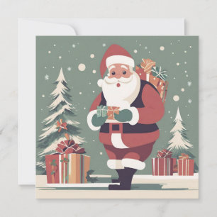 Der Weihnachtsmann Mitte des Jahrhunderts Feiertagskarte