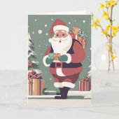 Der Weihnachtsmann Mitte des Jahrhunderts Karte (Gelbe Blume)