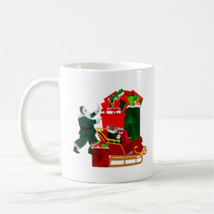 Der Weihnachtsmann packt seinen Schlitten Kaffeetasse