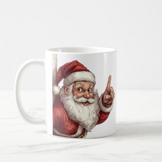 Der Weihnachtsmann pinkelt hinter einer Wandillust Kaffeetasse (Links)