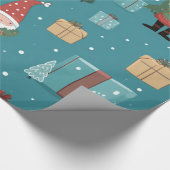 Der Weihnachtsmann präsentiert Bäume und Schnee We Geschenkpapier (Ecke)