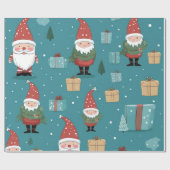 Der Weihnachtsmann präsentiert Bäume und Schnee We Geschenkpapier (Flach)