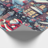 Der Weihnachtsmann präsentiert sich im Schornstein Geschenkpapier (Ecke)