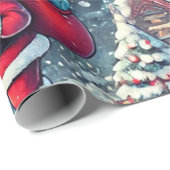 Der Weihnachtsmann präsentiert sich im Schornstein Geschenkpapier (Rolleneckpunkt)