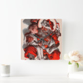 Der Weihnachtsmann Quadratische Wanduhr (Zuhause)