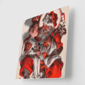 Der Weihnachtsmann Quadratische Wanduhr (Winkel)