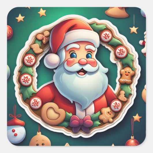 Der Weihnachtsmann Quadratischer Aufkleber (Vorderseite)