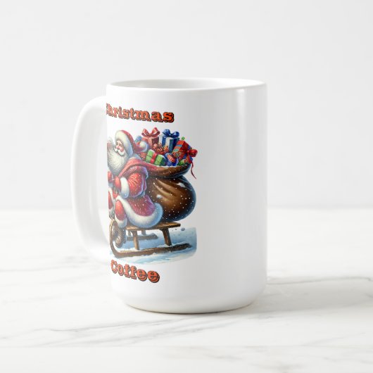 Der Weihnachtsmann reiten mit Geschenken Kaffeetasse (Vorderseite Links)