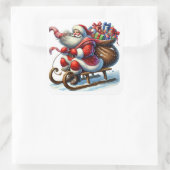 Der Weihnachtsmann reiten mit Geschenken Quadratischer Aufkleber (Tasche)