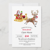 Der Weihnachtsmann reitet auf Schlitten Einladung (Vorderseite)