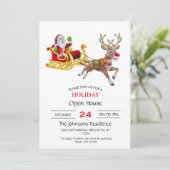 Der Weihnachtsmann reitet auf Schlitten Einladung (Stehend Vorderseite)