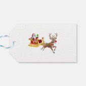 Der Weihnachtsmann reitet auf Schlitten Geschenkanhänger (Rückseite Horizontal)