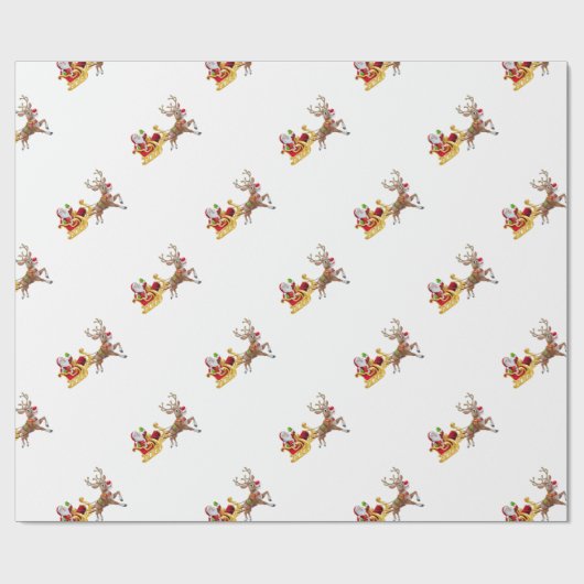 Der Weihnachtsmann reitet auf Schlitten Geschenkpapier (Flach)