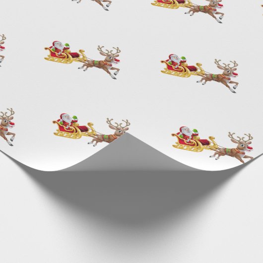 Der Weihnachtsmann reitet auf Schlitten Geschenkpapier (Ecke)