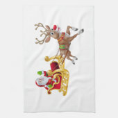 Der Weihnachtsmann reitet auf Schlitten Geschirrtuch (Vertikal)