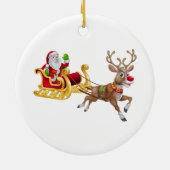 Der Weihnachtsmann reitet auf Schlitten Keramik Ornament (Hinten)