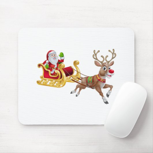 Der Weihnachtsmann reitet auf Schlitten Mousepad (Mit Mouse)