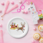 Der Weihnachtsmann reitet auf Schlitten Pappteller (Party)