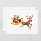 Der Weihnachtsmann reitet auf Schlitten Postkarte (Vorne/Hinten)