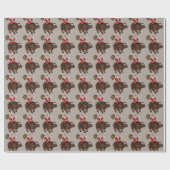 Der Weihnachtsmann reitet einen Bär Geschenkpapier (Flach)