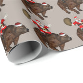 Der Weihnachtsmann reitet einen Bär Geschenkpapier (Rolleneckpunkt)