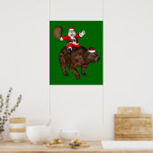 Der Weihnachtsmann reitet einen Bär Poster (Küche)