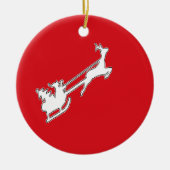 Der Weihnachtsmann reitet mit Rentieren Keramik Ornament (Vorne)