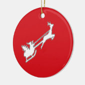 Der Weihnachtsmann reitet mit Rentieren Keramik Ornament (Links)