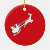 Der Weihnachtsmann reitet mit Rentieren Keramik Ornament (Hinten)