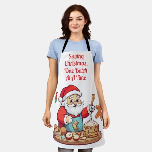 Der Weihnachtsmann Rette ein Stapel nach dem ander Schürze (Getragen)