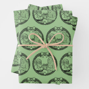 Der Weihnachtsmann schenkt Bigfoot ein Geschenk Geschenkpapier Set